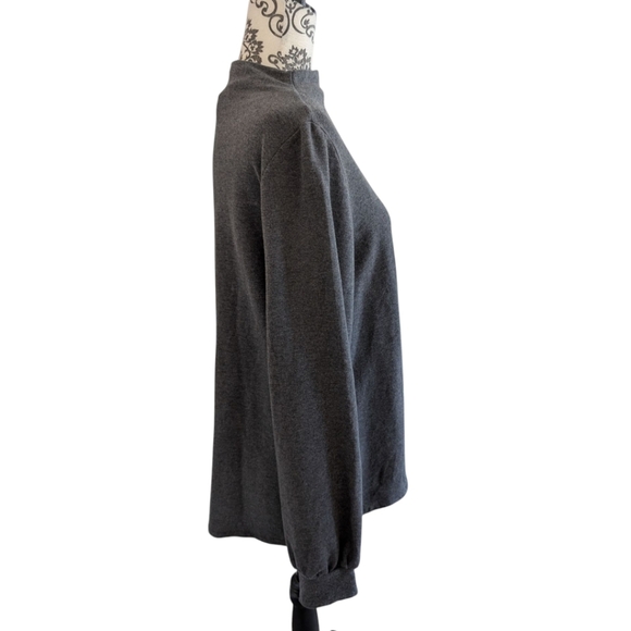 Encircled The Comfy Blouse Dark Grey Puff Sleeves Mock Neck Women's size Large - Picture 4 of 11